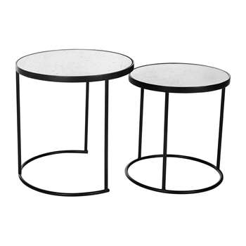 A by Amara - Round Table with Glass Top - Set of 2 (46 x 45cm)