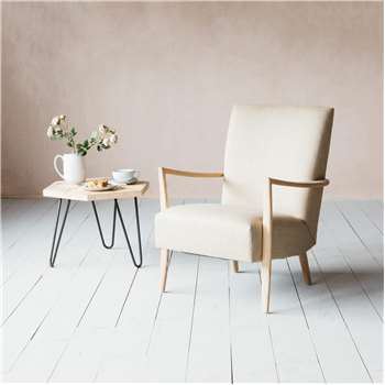 Alcee Natural Linen Armchair (H82 x W59 x D71cm)