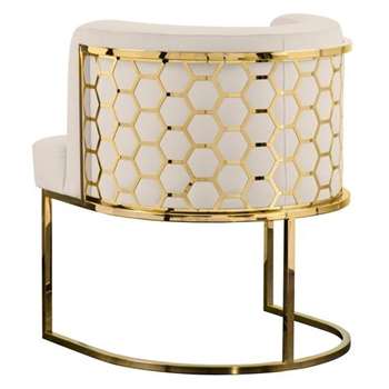 Alveare Dining Chair Brass - Chalk (H75 x W65 x D65cm)