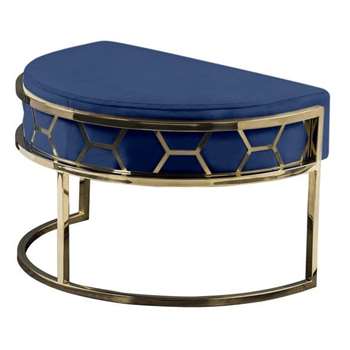 Alveare Footstool Brass - Ink Blue (H41 x W75 x D50cm)