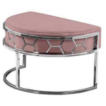 Alveare Footstool Silver - Blush Pink (H41 x W75 x D50cm)
