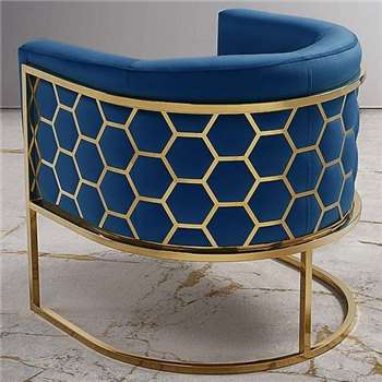 Alveare tub chair Brass – Royal Blue (75 x 75cm)