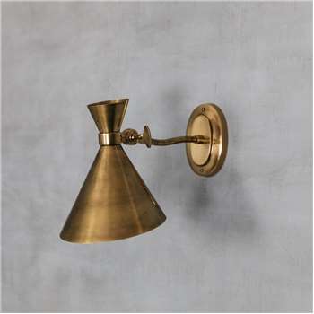 Antiqued Brass Angled Wall Light (H24 x W20 x D40cm)