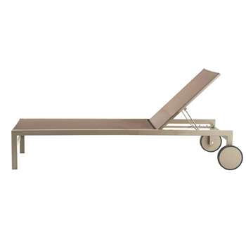 ANTALYA Aluminium sunlounger on wheels in taupe (83 x 203cm)