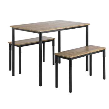 Argos Home Bolitzo Oak Effect Dining Table & 2 Benches (H76 x W110 x D70cm)