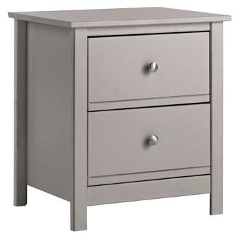 Argos Home Brooklyn 2 Drawer Bedside Table - Grey (H54 x W49 x D40cm)