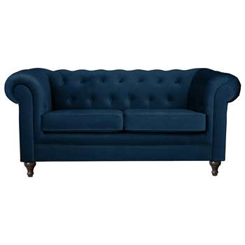 Argos Home Chesterfield 2 Seater Velvet Sofa - Blue (H78 x W179 x D94cm)