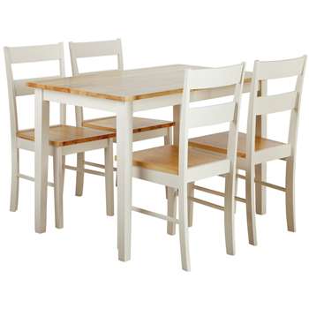 Argos Home Chicago Solid Wood Table & 4 Chairs - Two Tone
