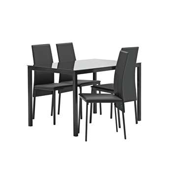 Argos Home Lido Glass Dining Table & 4 Chairs - Black