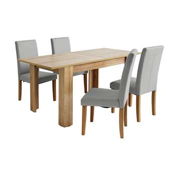 Argos Home Miami Extendable Dining Table & 4 Chairs - Grey