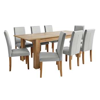 Argos Home Miami Extendable XL Dining Table & 8 Chairs -Grey
