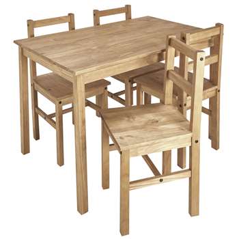 Argos Home Raye Solid Wood Table & 4 Chairs - Natural (H73 x W118 x D75cm)