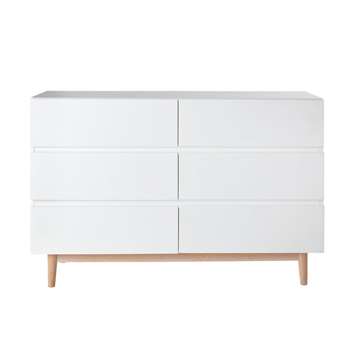 ARTIC - White 6-Drawer Double Chest of Drawers (H80 x W120 x D40cm)