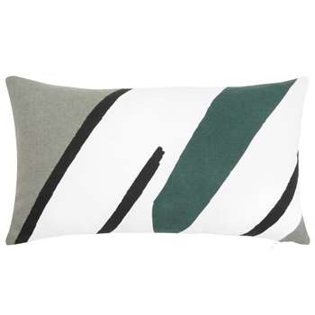 AYODE Ecru, green and black printed cotton cushion cover (H40 x W60cm)