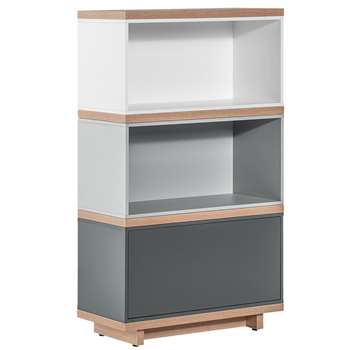 Vox Balance Narrow Modular Bookcase in White and Grey (H115 x W64 x D32cm)