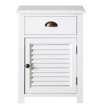 BARBADE Wooden bedside table with drawer in white (62 x 45cm)