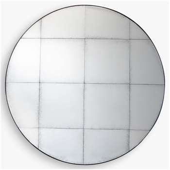 Bastien Antiqued Glass Round Mirror, Black (Diameter 100cm)
