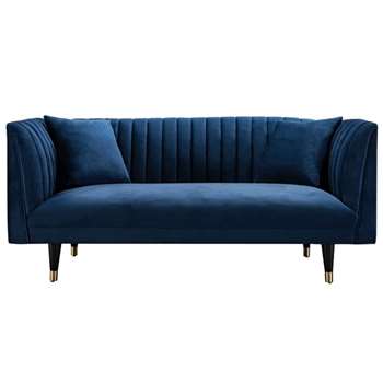 Baxter Two Seat Sofa - Navy Blue (H77 x W170 x D86cm)