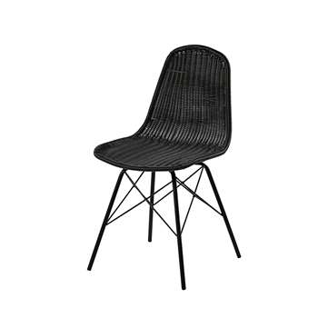 BECKETT Garden chair in steel and black resin wicker (85 x 45cm)