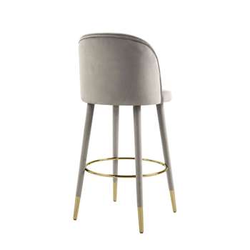 Bellucci Counter stool - Dove Grey - Brass Caps (H98 x W50 x D59cm)