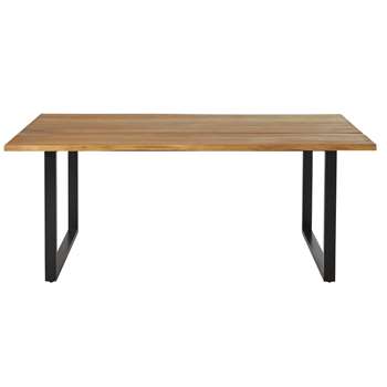 PIANOSA - Black Metal and Solid Acacia 6-8 Seater Garden Table (H75 x W190 x D90cm)