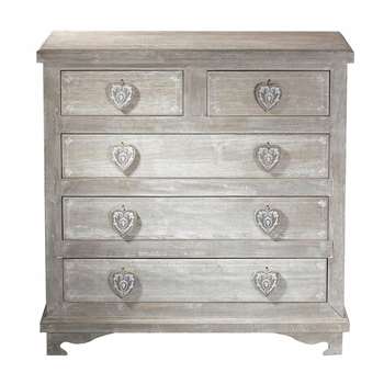 CAMILLE Greyed Paulownia Chest of Drawers (74 x 74cm)