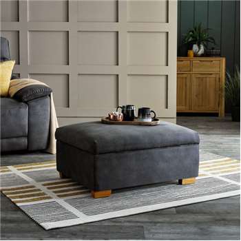 Carter Grey Fabric Storage Footstool (H42 x W84 x D63cm)