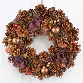 Christmas Hyacinth Natural Door Wreath (H35 x W35cm)