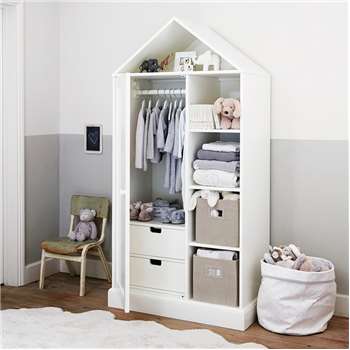 Classic House Wardrobe, White (130 x 89cm)