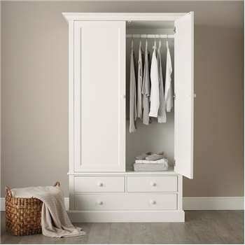 Classic Large Wardrobe, White (206 x 124cm)