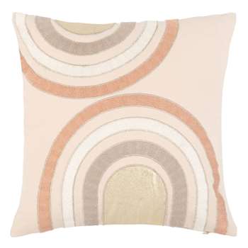 COLLALTO Pink, grey, ecru and gold cotton cushion cover (H40 x W40cm)