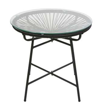 COPACABANA Black Resin and Glass Garden Coffee Table (H50 x W52 x D52cm)
