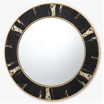 Där Sidone Round Wall Mirror, Black/Gold (Diameter 80cm)