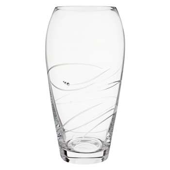 Dartington Crystal Rhumba Large Barrel Vase, Clear (Height 29cm)