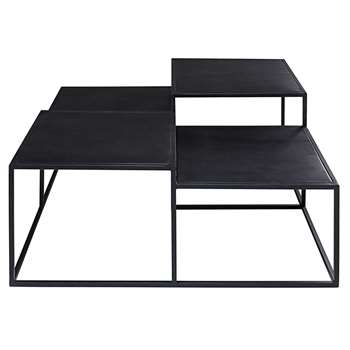 EDISON Black metal 4-top coffee table (45 x 100cm)