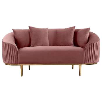 Ella Two Seat Sofa - Blush Pink- Brass Base (H80 x W172 x D92cm)