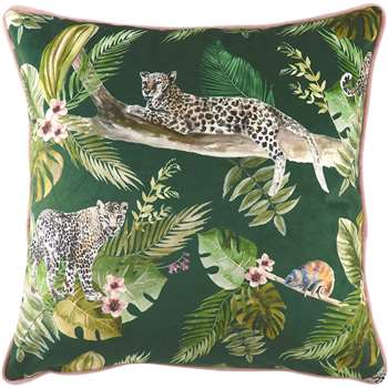 Evans Lichfield Jungle Leopard Cushion Cover, Green (H43 x W43cm)