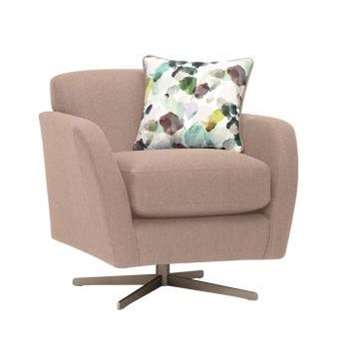 Evie Plain Mink Fabric Swivel Chair (H80 x W81 x D86cm)