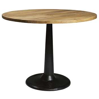 FACTORY Solid Mango Wood and Black Metal Dining Table (H78 x W115 x D115cm)