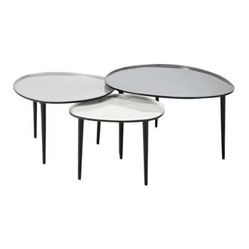 GALET Nest of 3 metal coffee tables (37 x 75cm)