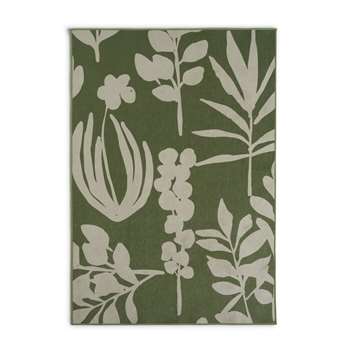 Habitat Floral Print Flatweave Rug Green & White (H120 x W170cm)