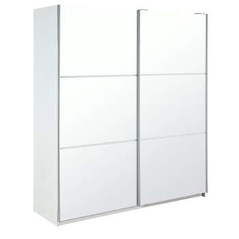 Habitat Holsted Mirrored Large Sliding Wardrobe - White (H201 x W180 x D60cm)