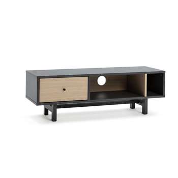 Habitat Jadon 1 Drawer TV Unit - Dark Grey & Oak (H39.2 x W120 x D39.6cm)