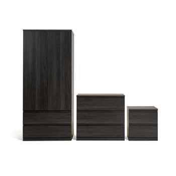 Habitat Jenson 3 Piece 2 Door Wardrobe Set- Black Oak Effect (H185 x W79.6 x D59cm)