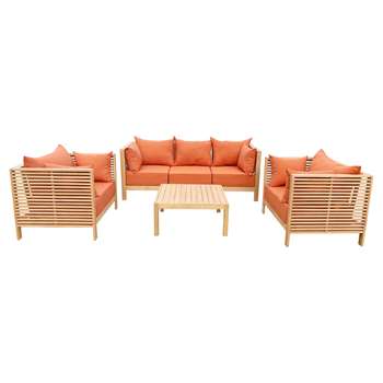 Habitat Koral 5 Seater Wooden Garden Sofa Set - Light Wood
