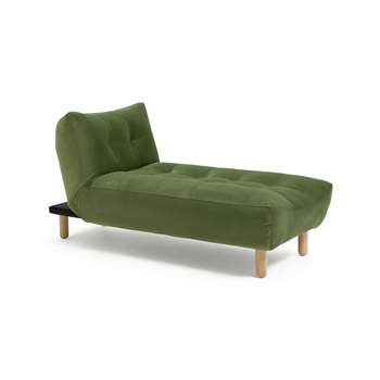Habitat Kota Velvet Chaise Sofa - Green (H83 x W85 x D180cm)