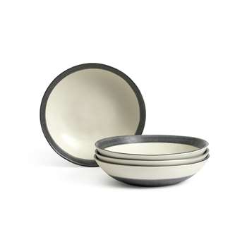 Habitat Stripe 4 Piece Stoneware Pasta Bowl - Blue (W22 x D22cm)