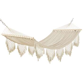 HAPPY ZEN Ecru Handwoven Outdoor Hammock (H1 x W200 x D100cm)