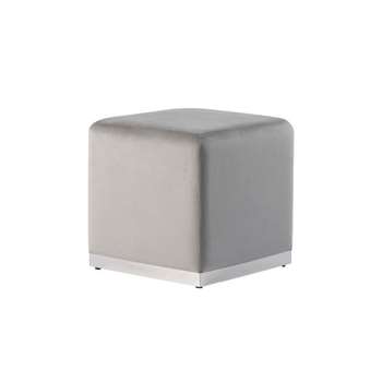 Harper Stool  - Dove Grey - Silver Base (H44 x W44 x D44cm)
