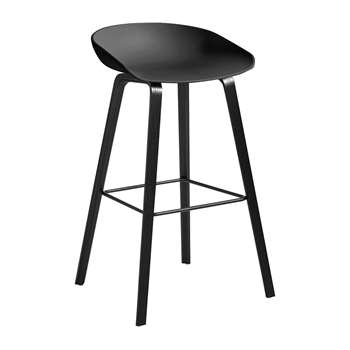HAY - Oak Stool - Black - High (H74 x W50 x D46cm)